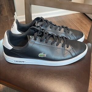 Lacoste Black Sneakers with White Sole and Heel